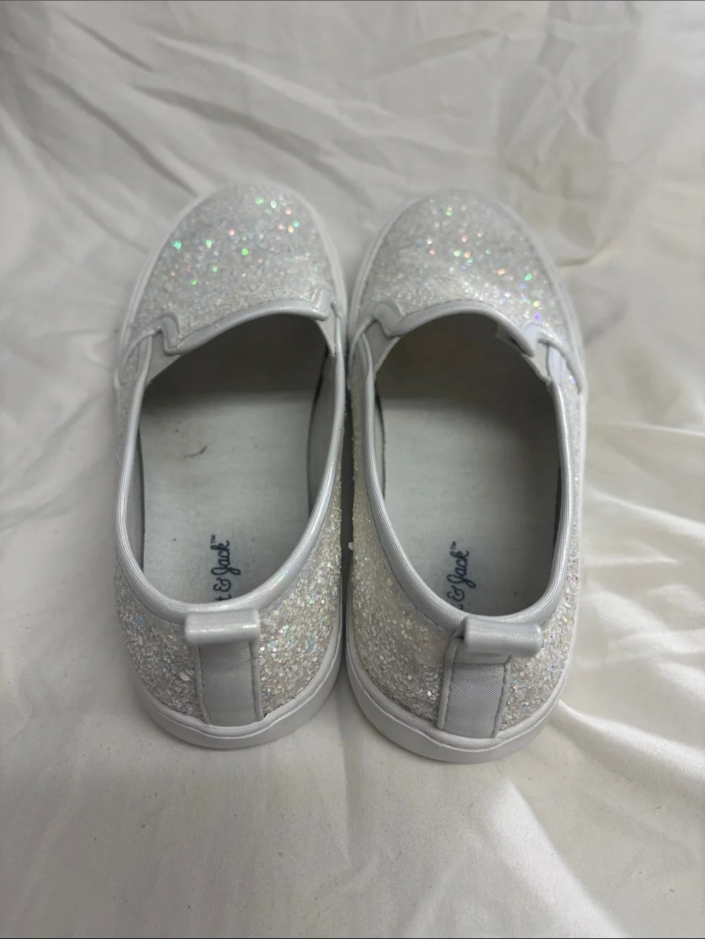 Cat & Jack White Glitter Slip-On Sneakers for Kids